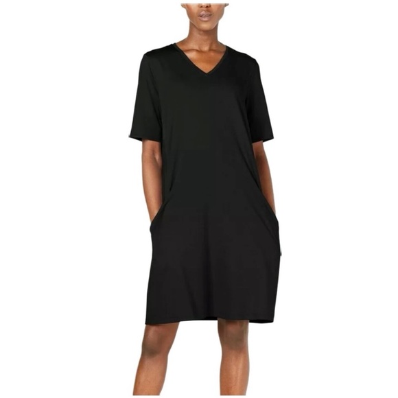 Eileen Fisher | Dresses | Eileen Fisher Organic Cotton Pocket Black Dress  Sp | Poshmark